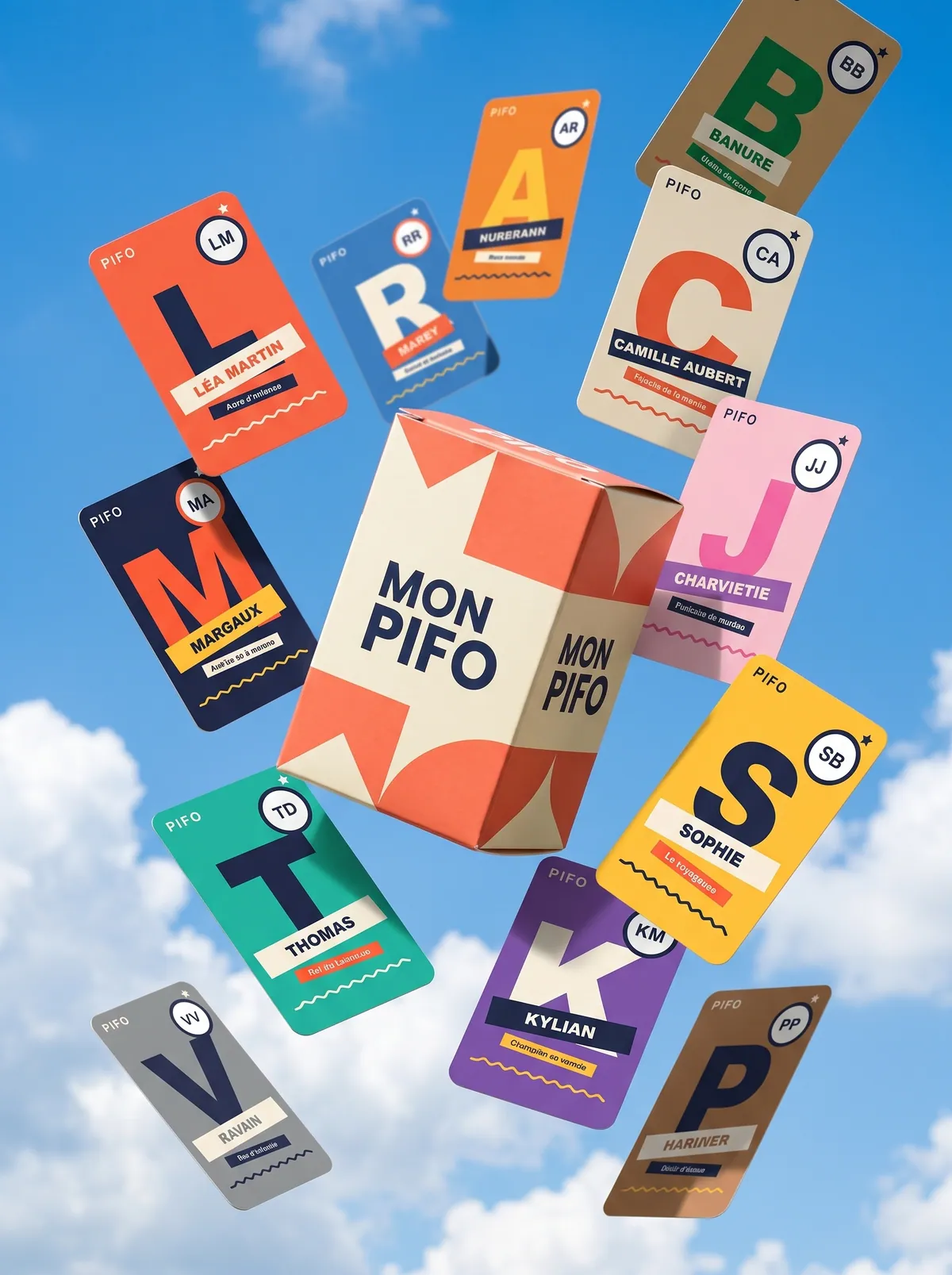 Le coffret Mon PIFO et ses cartes personnalisées qui s’envolent dans le ciel